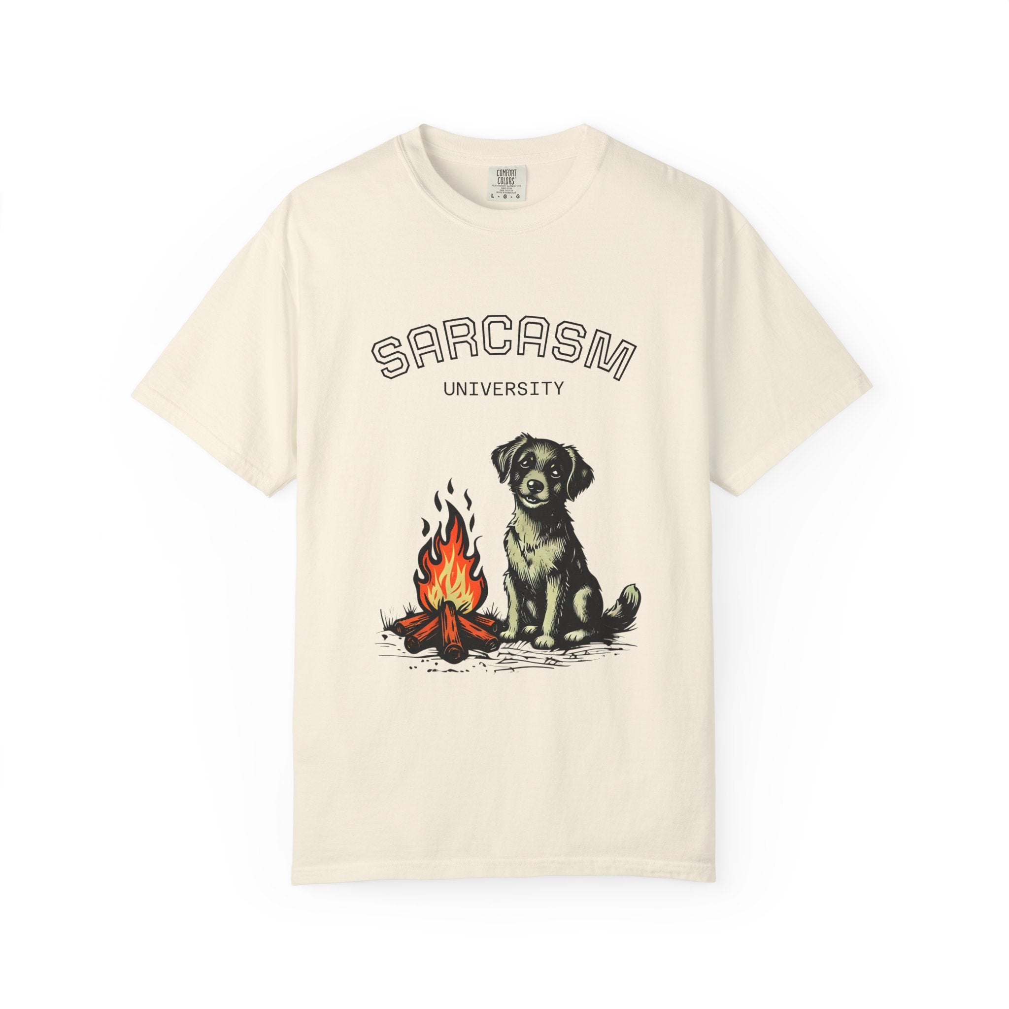 Sarcasm University, Hot Dog Unisex T-Shirt - Perfect for Dog Lovers, Quirky, Cozy Nights, Gifts for Pet Parents, Summer Camp Tee