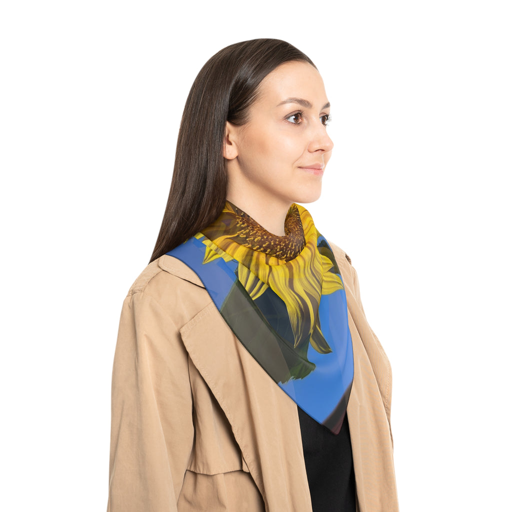Sunflower Poly Scarf — Lightweight Silk-Look Fashion Scarf