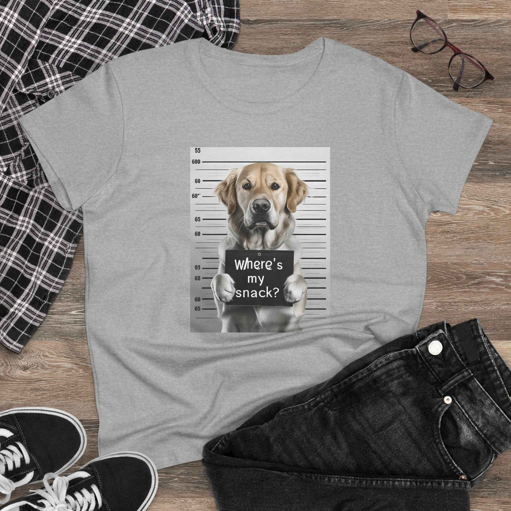 Funny Dog Tee - Where's My Snack? for Pet Lovers, Gift for Dog Moms, Casual Wear, Animal Humour, Cozy Everyday Top