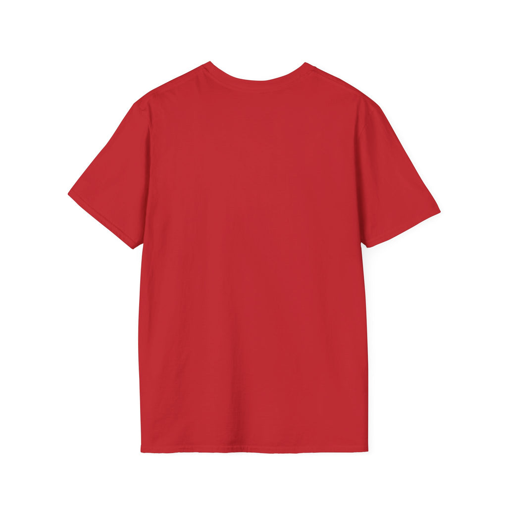 Red holiday T-shirt, plain front with crew neck and short sleeves