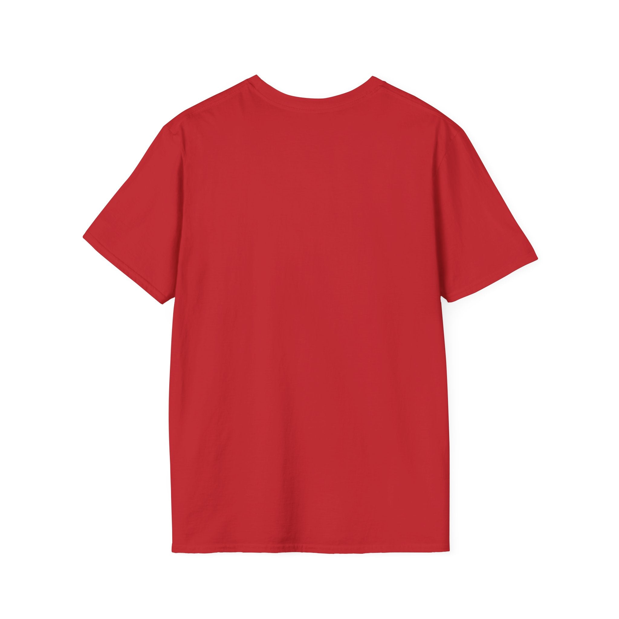 Red holiday T-shirt, plain front with crew neck and short sleeves