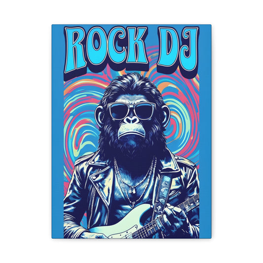 Canvas Wall Art, Retro Black Ape Poster, Psychedelic Rock Star Swirl DJ, Vintage Home Decor, Music Lover Gift