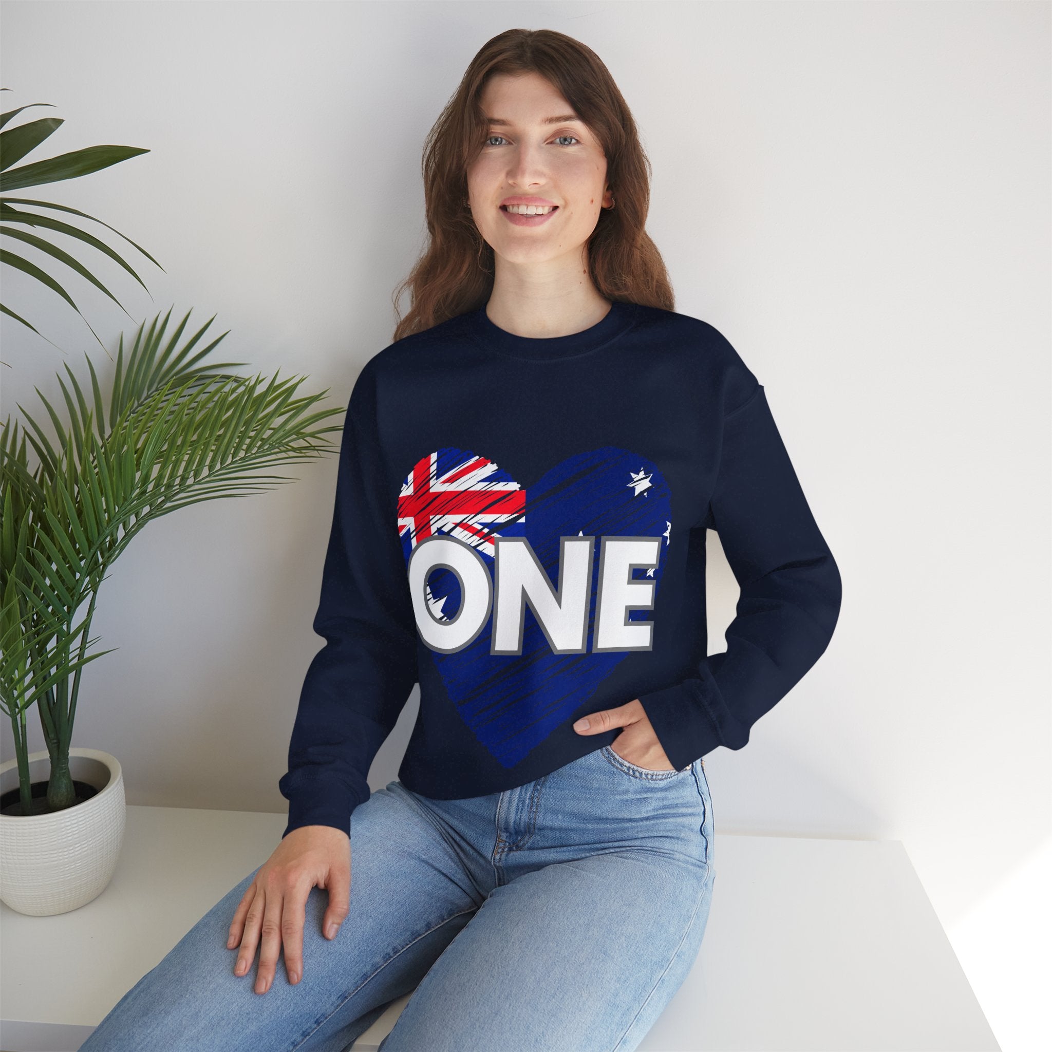 Australia ONE Heart Crewneck Unity Sweatshirt – Patriotic Aussie Design