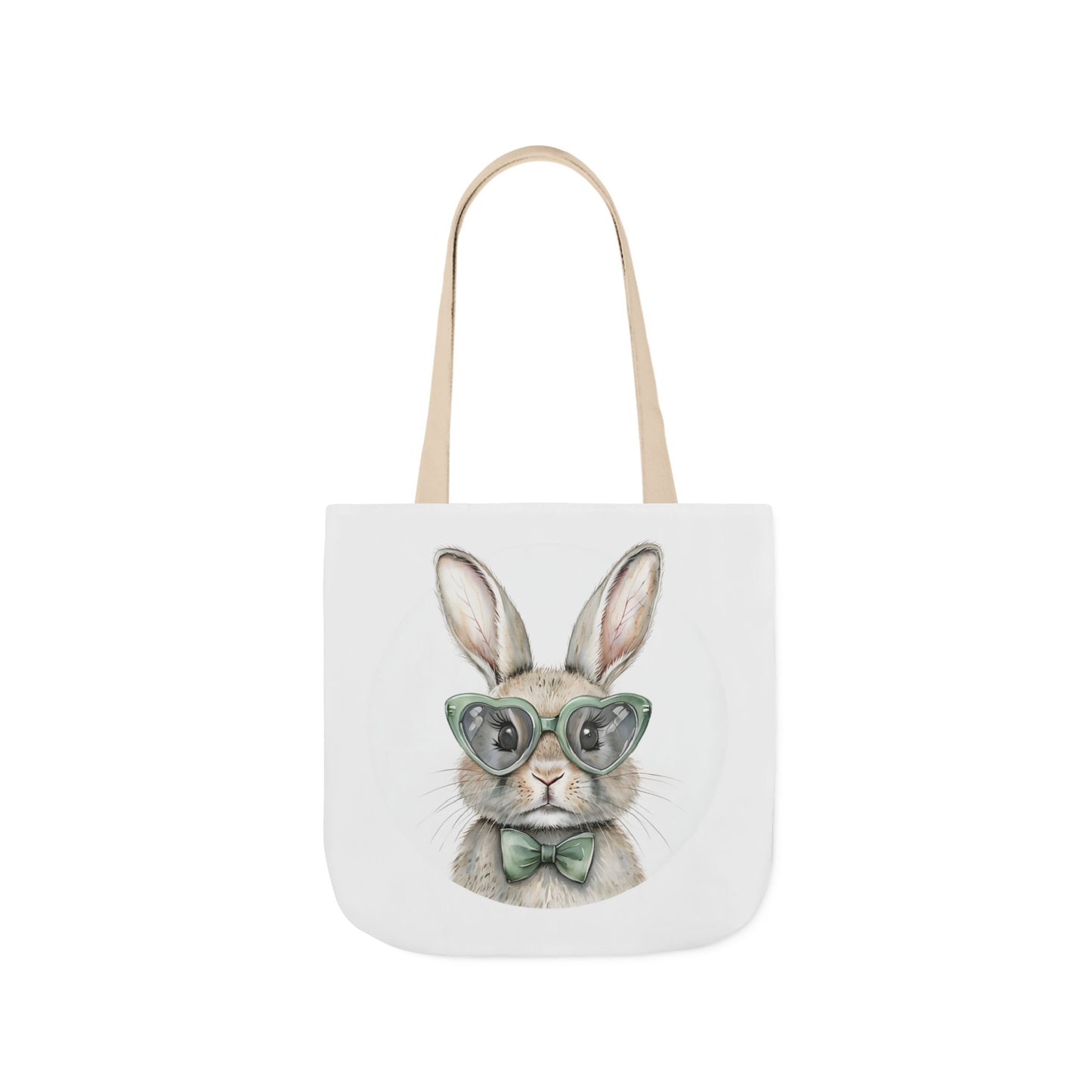 Playful Double Sided Bunny Canvas Tote Bag with 5-Color Straps, Eco-Friendly, Spring Gift, Perfect for Easter, Cute Animal Lover Bag