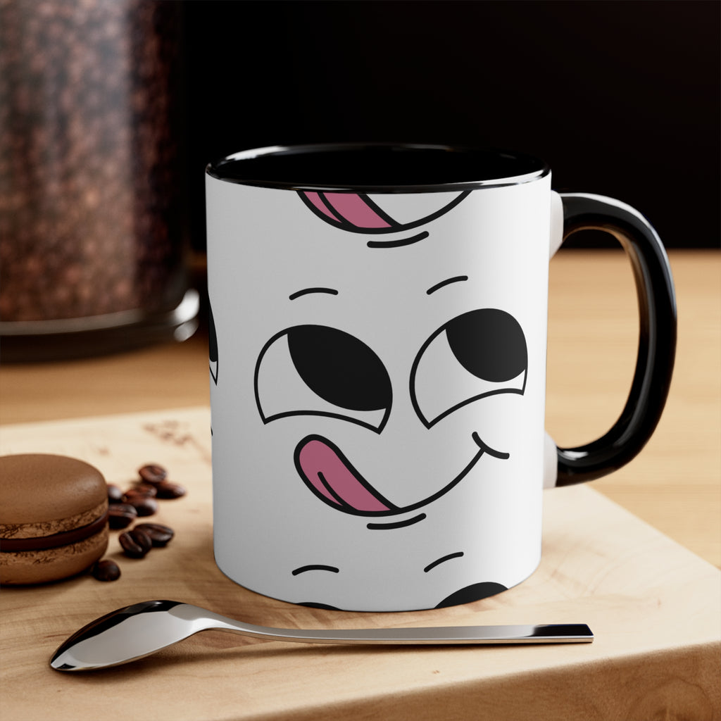 Quirky PINK Tongue Face Outline Accent Mug 11oz