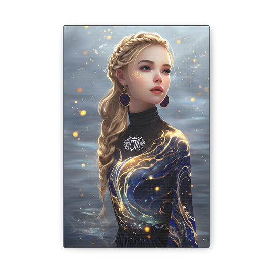 Canvas Art, Serene Woman Portrait Painting Printed on Classic Canvas, Wall Decor, Home Decor, Ethereal Atmosphere Art, Misty Water