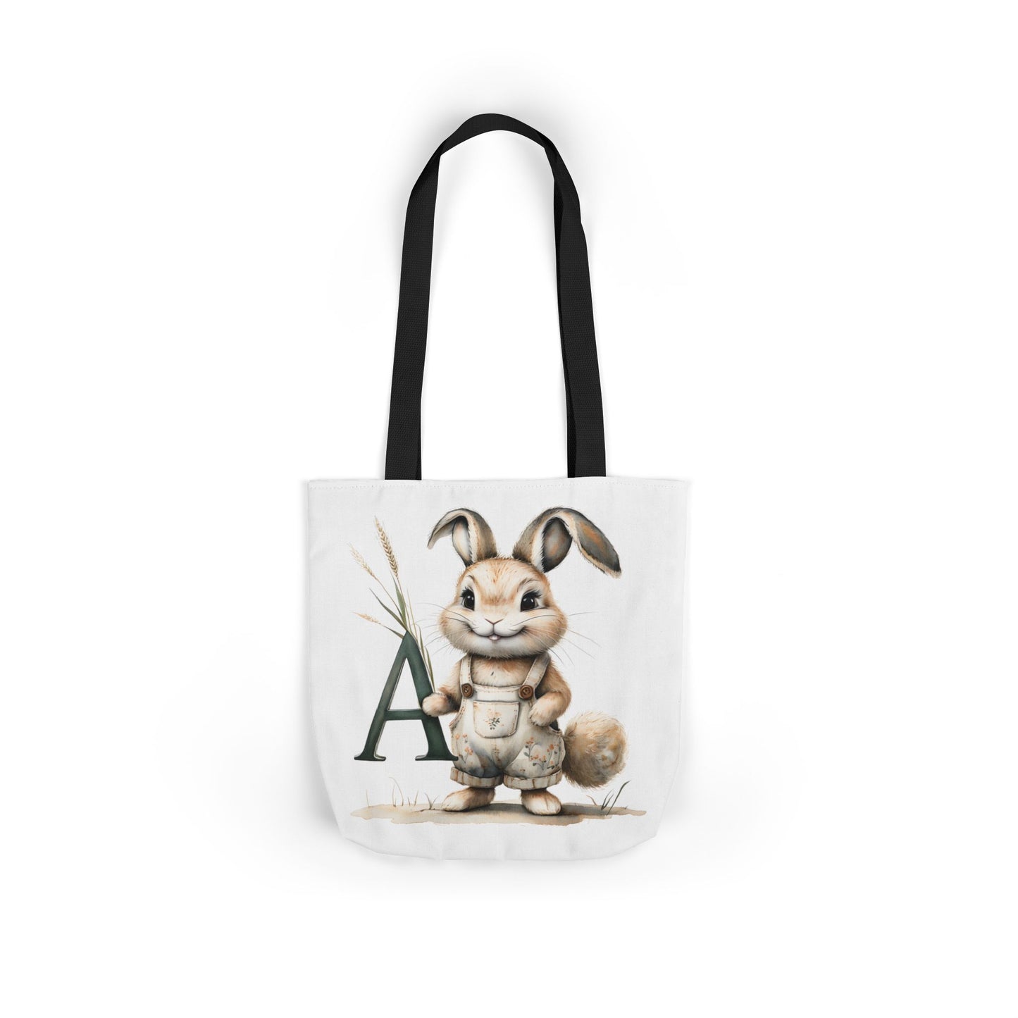 Charming Letter A Rabbit Canvas Tote Bag, Eco-Friendly Shopping, Perfect for Easter, Gift for Animal Lovers, Cute Eco Tote