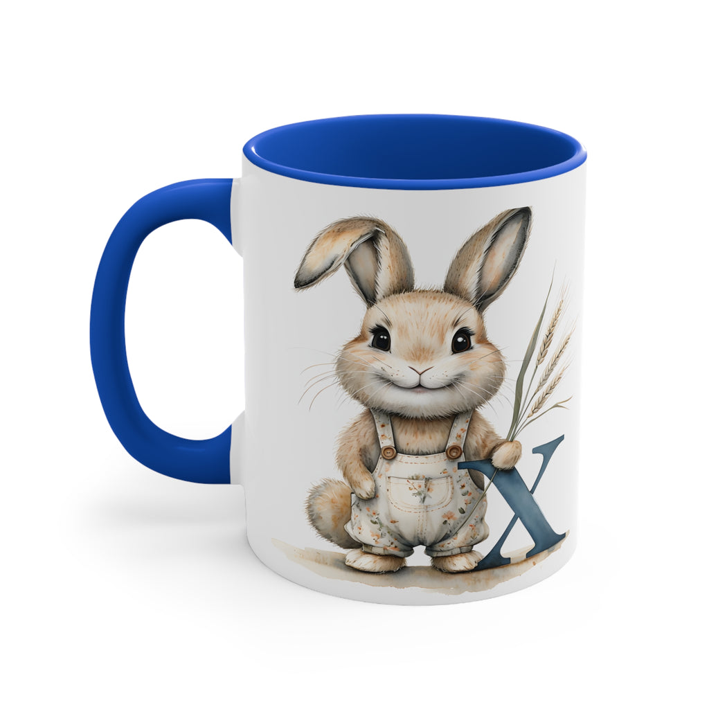 Whimsical Letter X Bunny Mugs, Cute Rabbit Coffee Cup, Seasonal Gift for Kids, Spring Decor, Animal Lover Mug, Unique Easter Gift