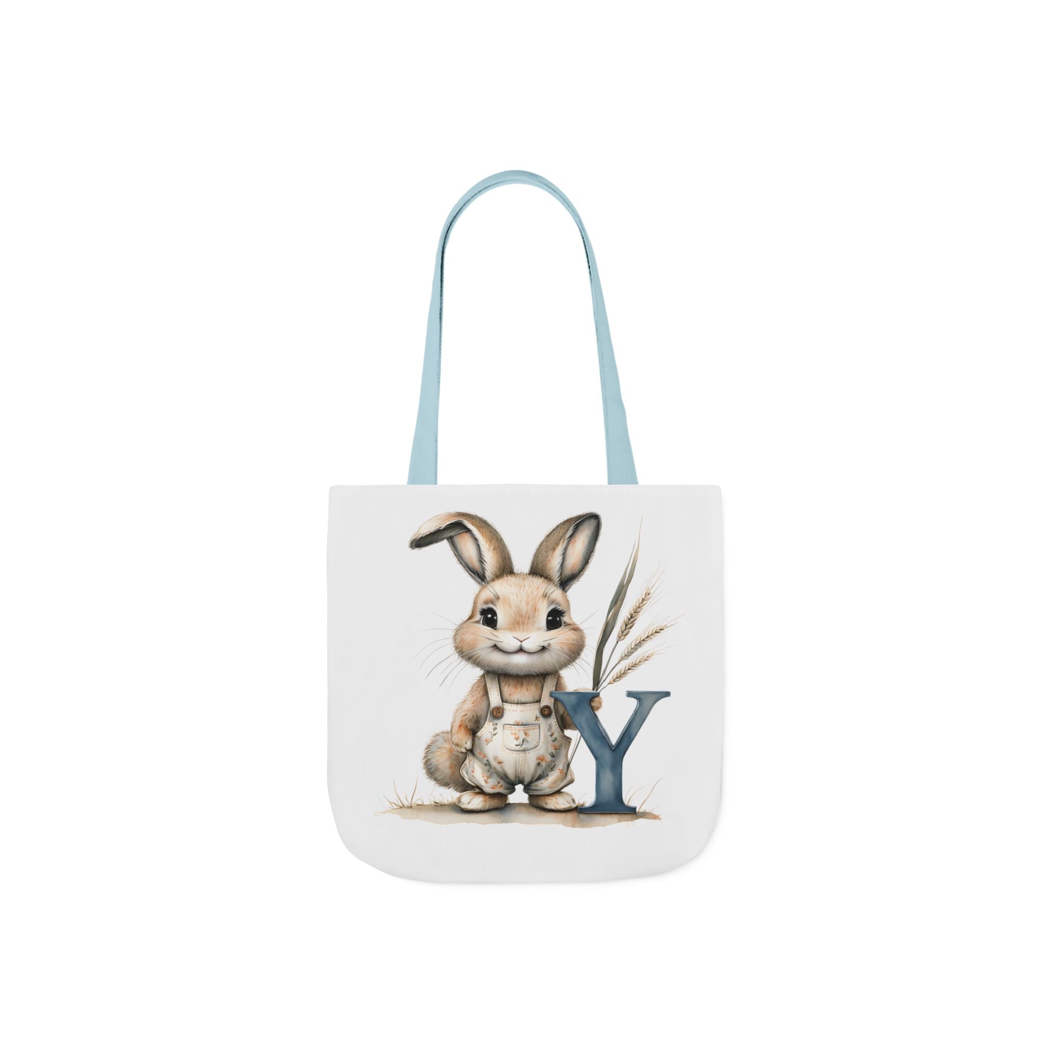 Cute Letter Y Rabbit Canvas Tote Bag, Farmhouse Décor, Easter Gift, Eco-Friendly Shopper, Spring Accessories, Animal Lover