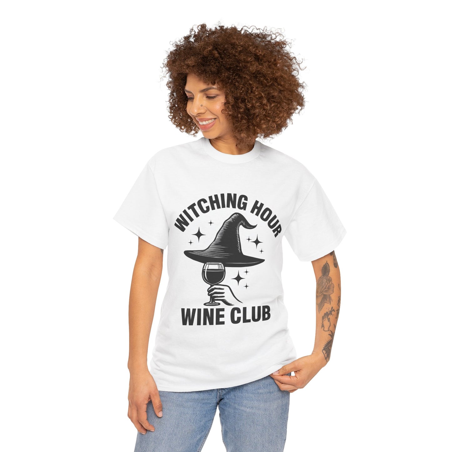Witching Hour Wine Club Tee, Unisex Cotton Shirt, Halloween Apparel, Wine Lover Gift, Spooky Party Wear, Fun Casual Top