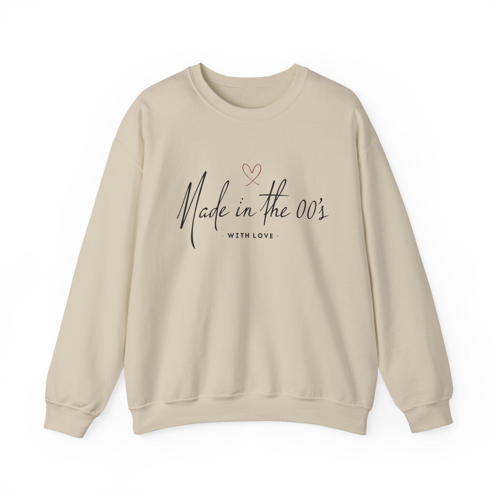 Sand unisex crewneck sweatshirt, long sleeves, pullover with front logo graphic.