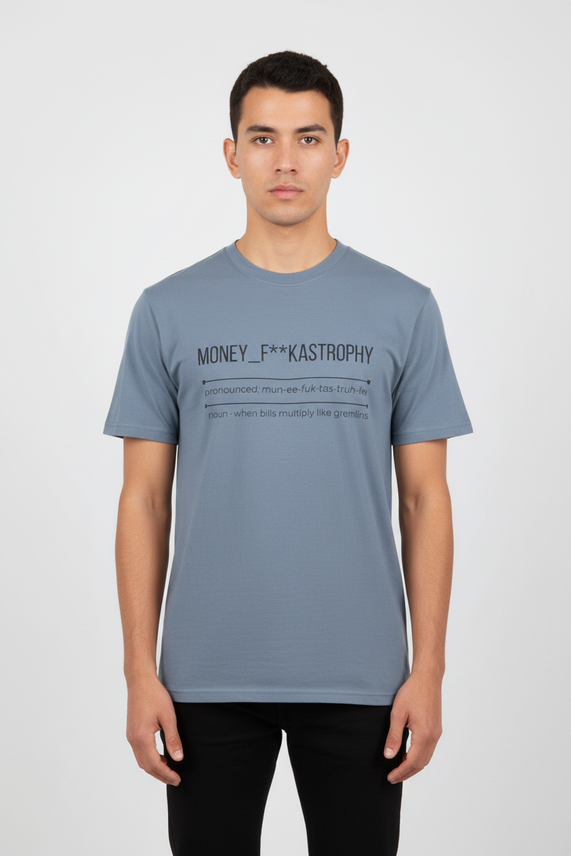 MONEY F**KASTROPHY Shirt – Funny Financial Chaos Tee | Relatable Graphic T-Shirt