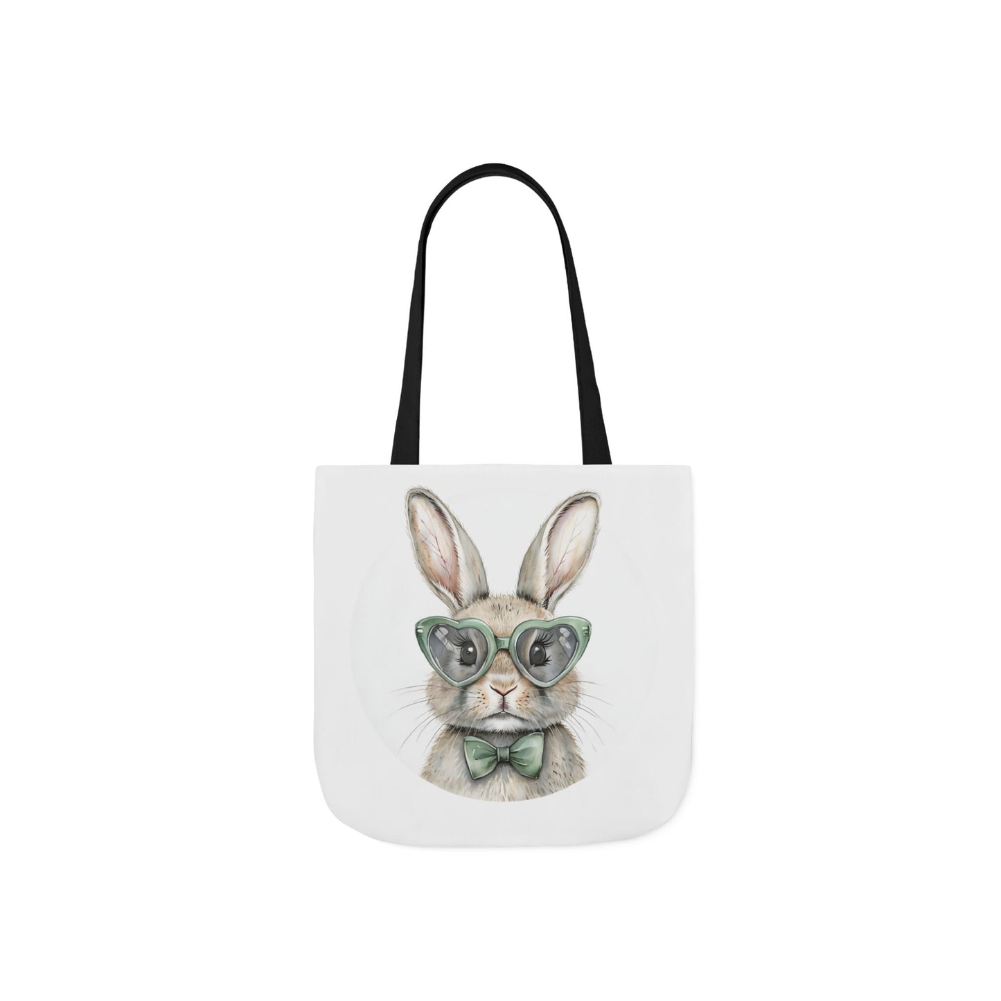 Playful Double Sided Bunny Canvas Tote Bag with 5-Color Straps, Eco-Friendly, Spring Gift, Perfect for Easter, Cute Animal Lover Bag