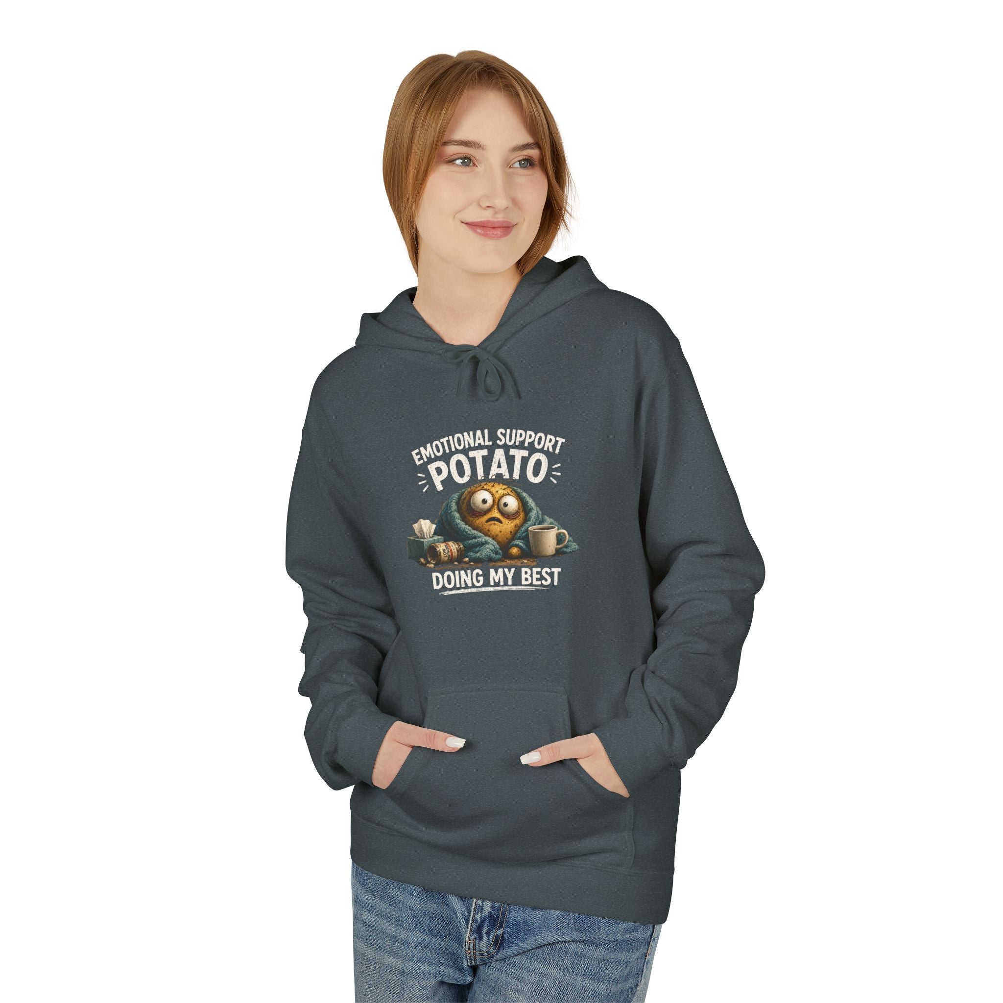 Emotional Support Potato Hoodie — "Doing My Best" Cozy Graphic Design