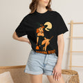 Witch Pinup Tee - "Broom Ride? Enquire Within" Halloween Graphic Shirt