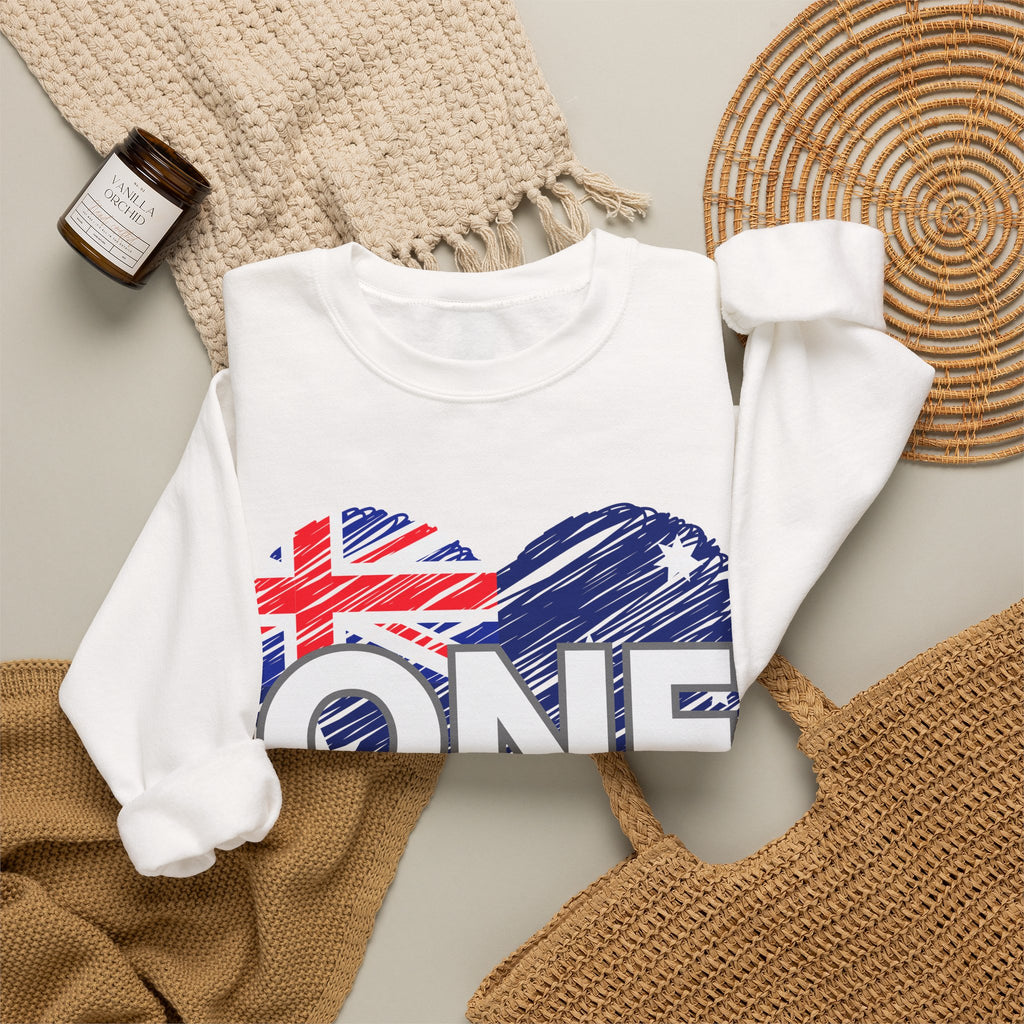 Australia ONE Heart Crewneck Unity Sweatshirt – Patriotic Aussie Design