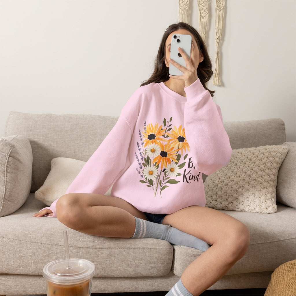 Bee Kind Floral Sweatshirt – Sunflower Bouquet Crewneck
