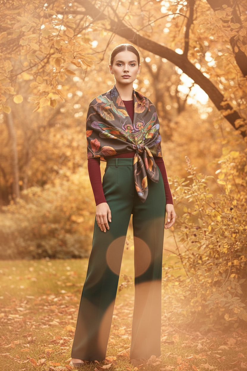 Colourful Dragonfly Scarf — Lightweight East Asian Scarf