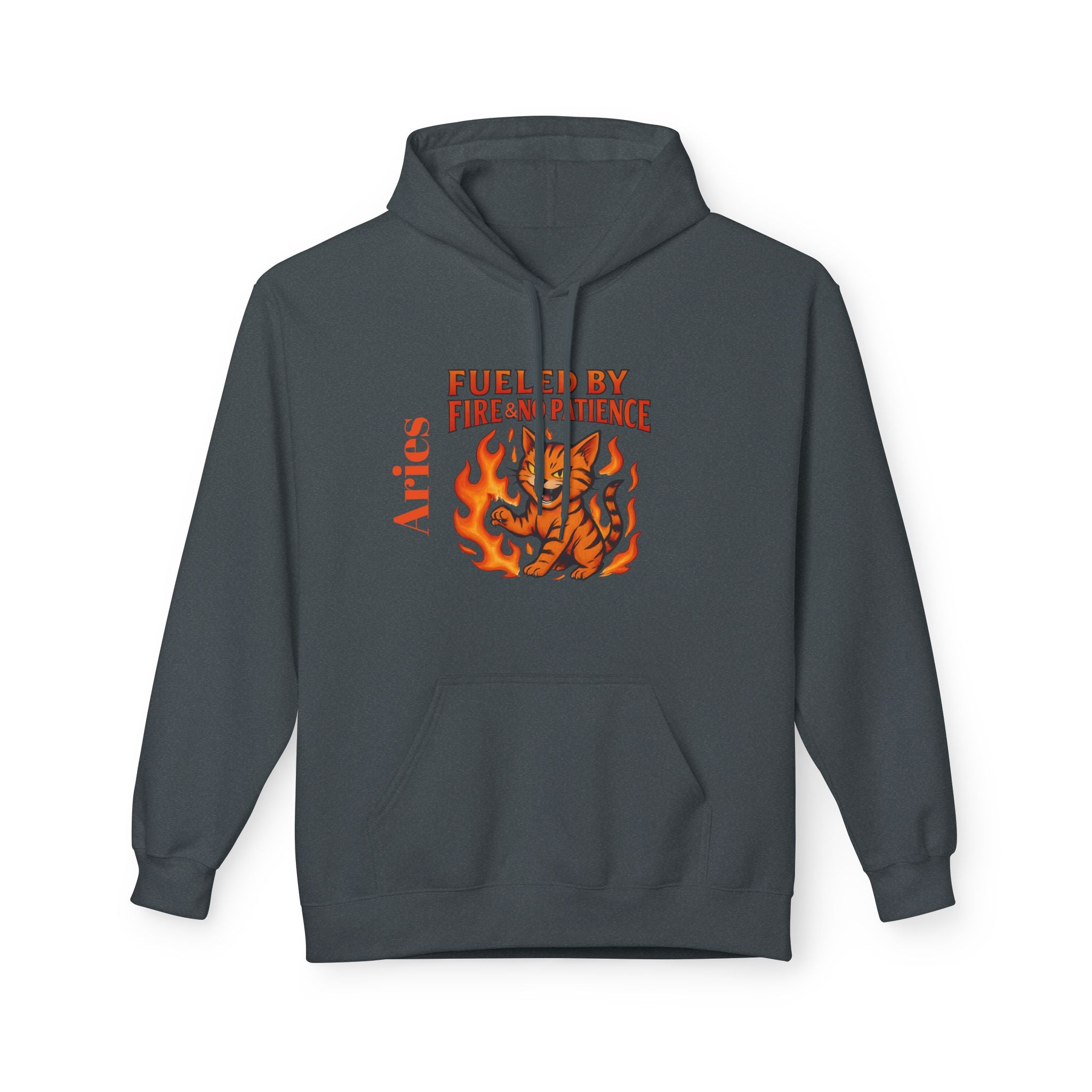 Aries Cat Fire Vibe Hoodie, Astrology Sweatshirt, Custom Zodiac Gift, Unisex Pullover, Birthday Celebration, Astrology Lover Hoodie