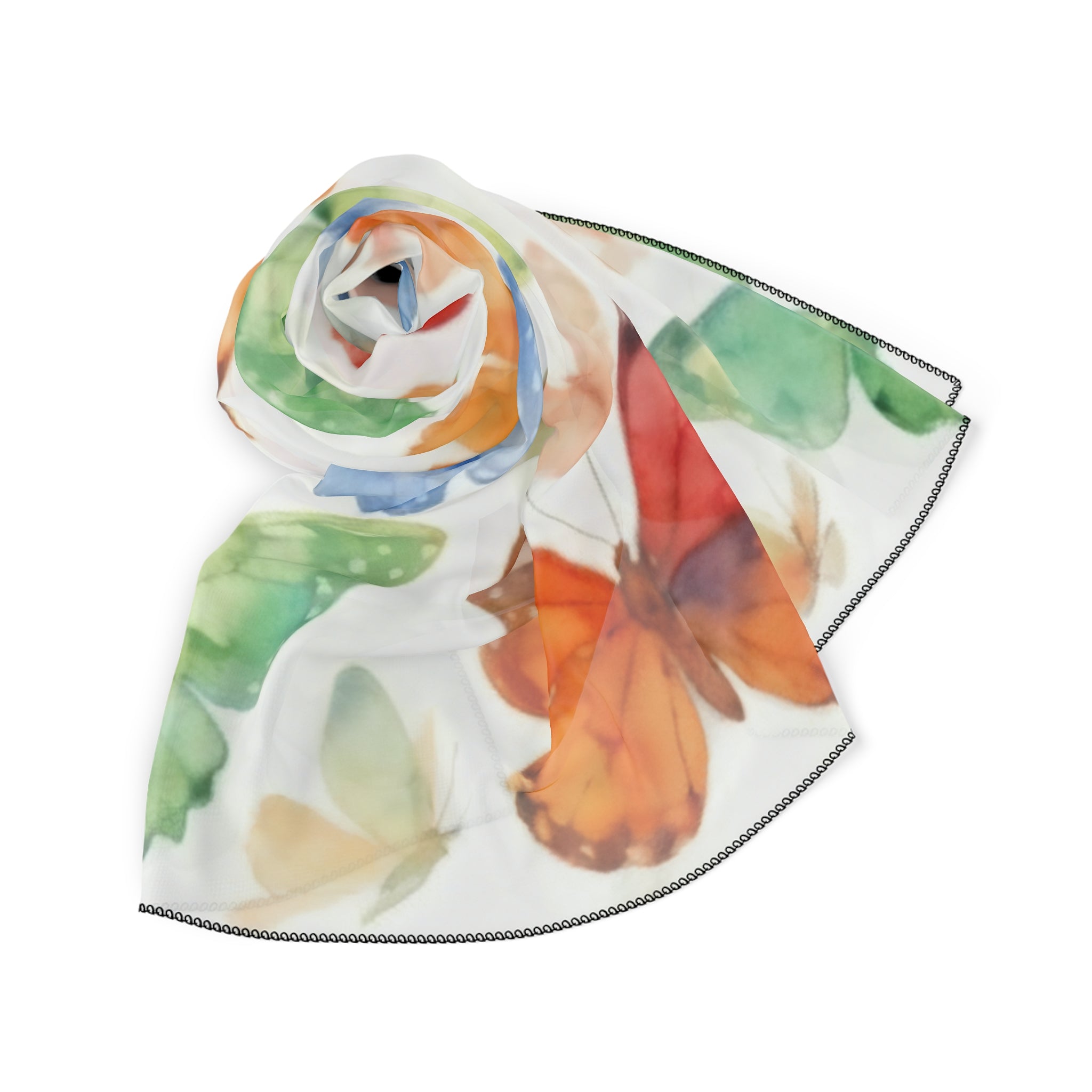 Butterflies Silk-Look Scarf — Butterflies Graphic Print
