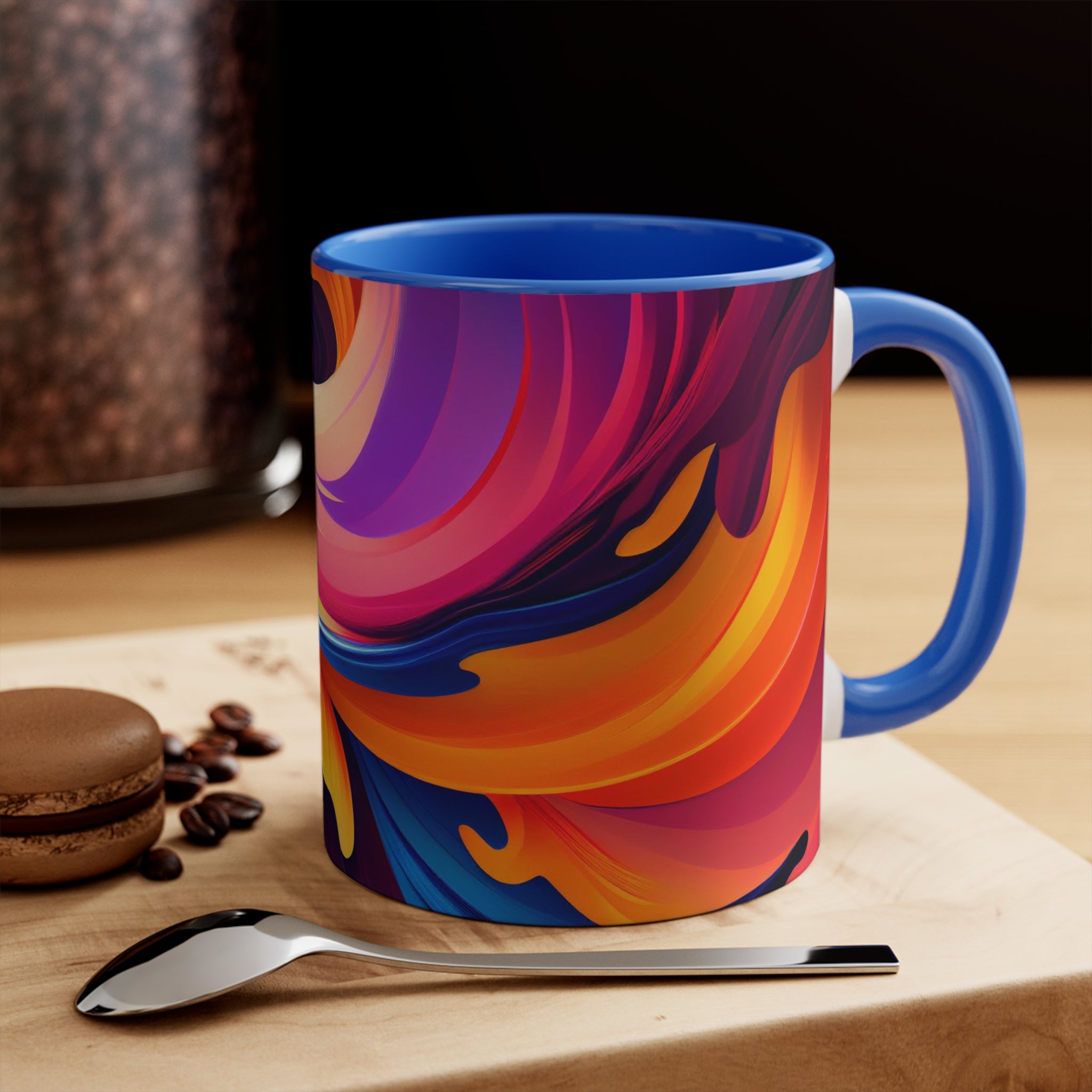 Colorful Wavy Accent Mug — 11oz Bright Ceramic Coffee Cup