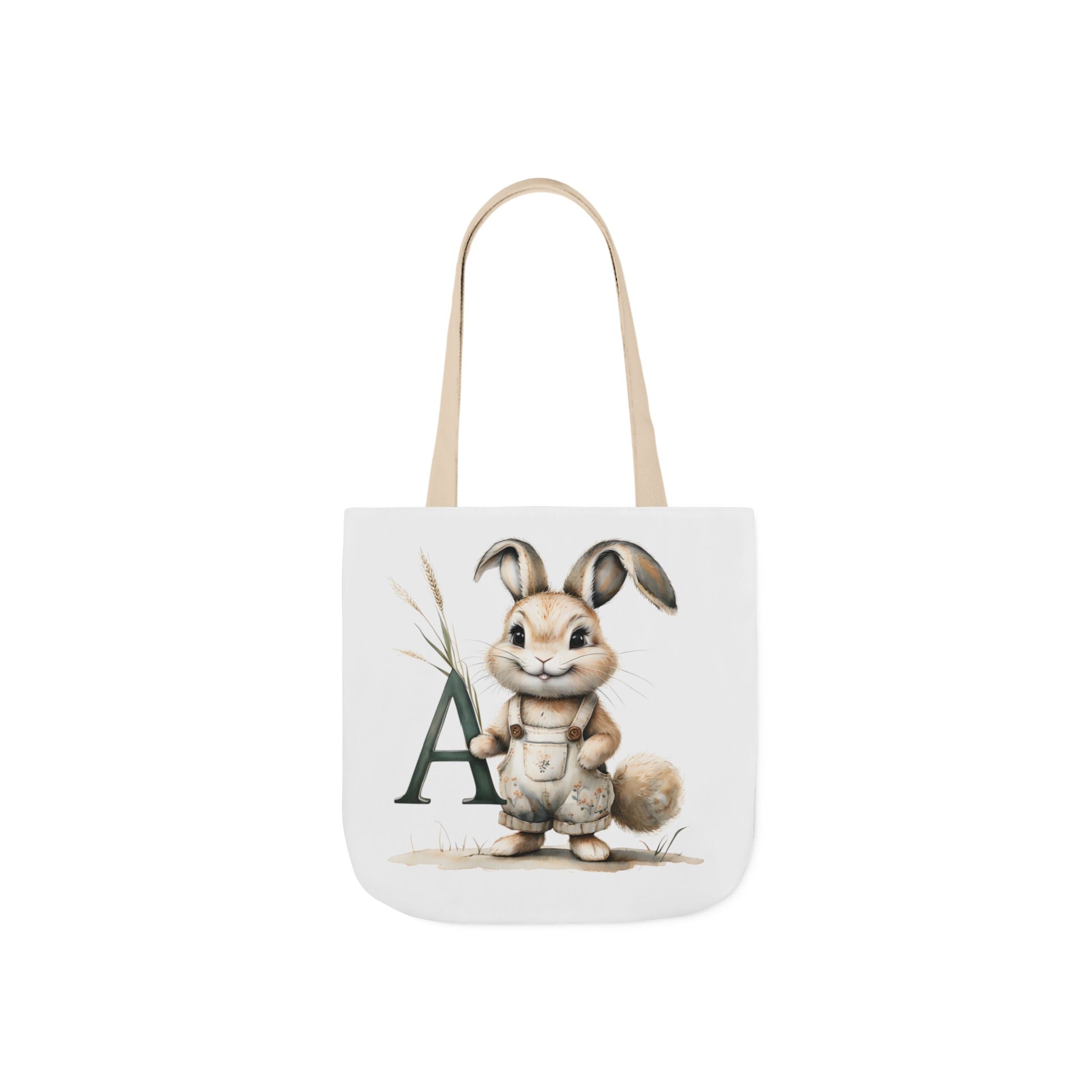 Charming Letter A Rabbit Canvas Tote Bag, Eco-Friendly Shopping, Gift for Animal Lovers, Cute Eco Tote