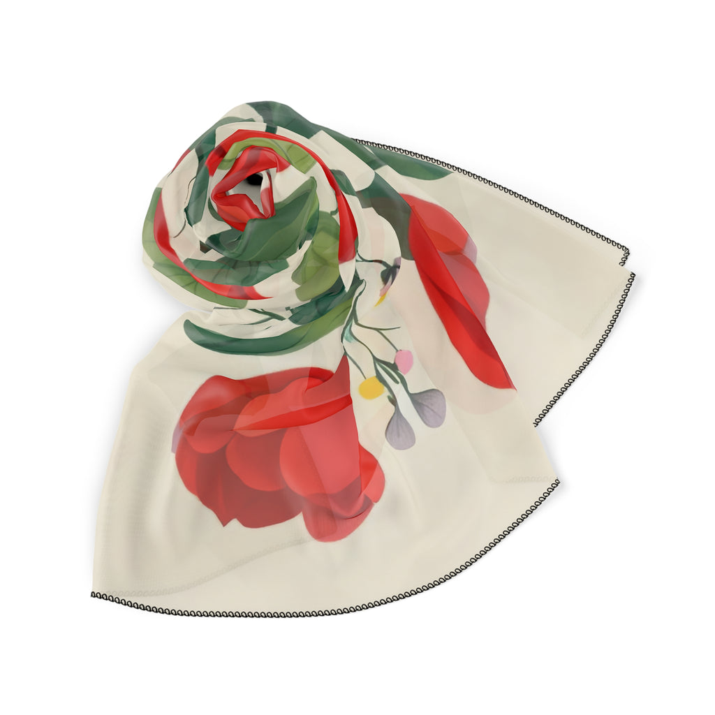 Red Tulips Silk-Look Scarf — Tulips Graphic Print