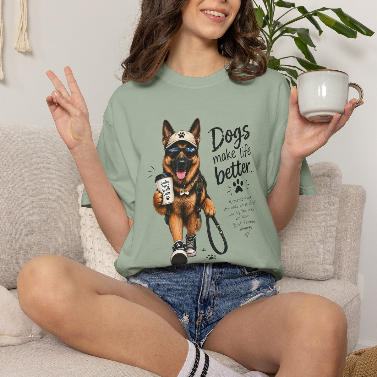 Dog Lovers German Shepherd T‑Shirt — "Dogs Make Life Better" Graphic Tee