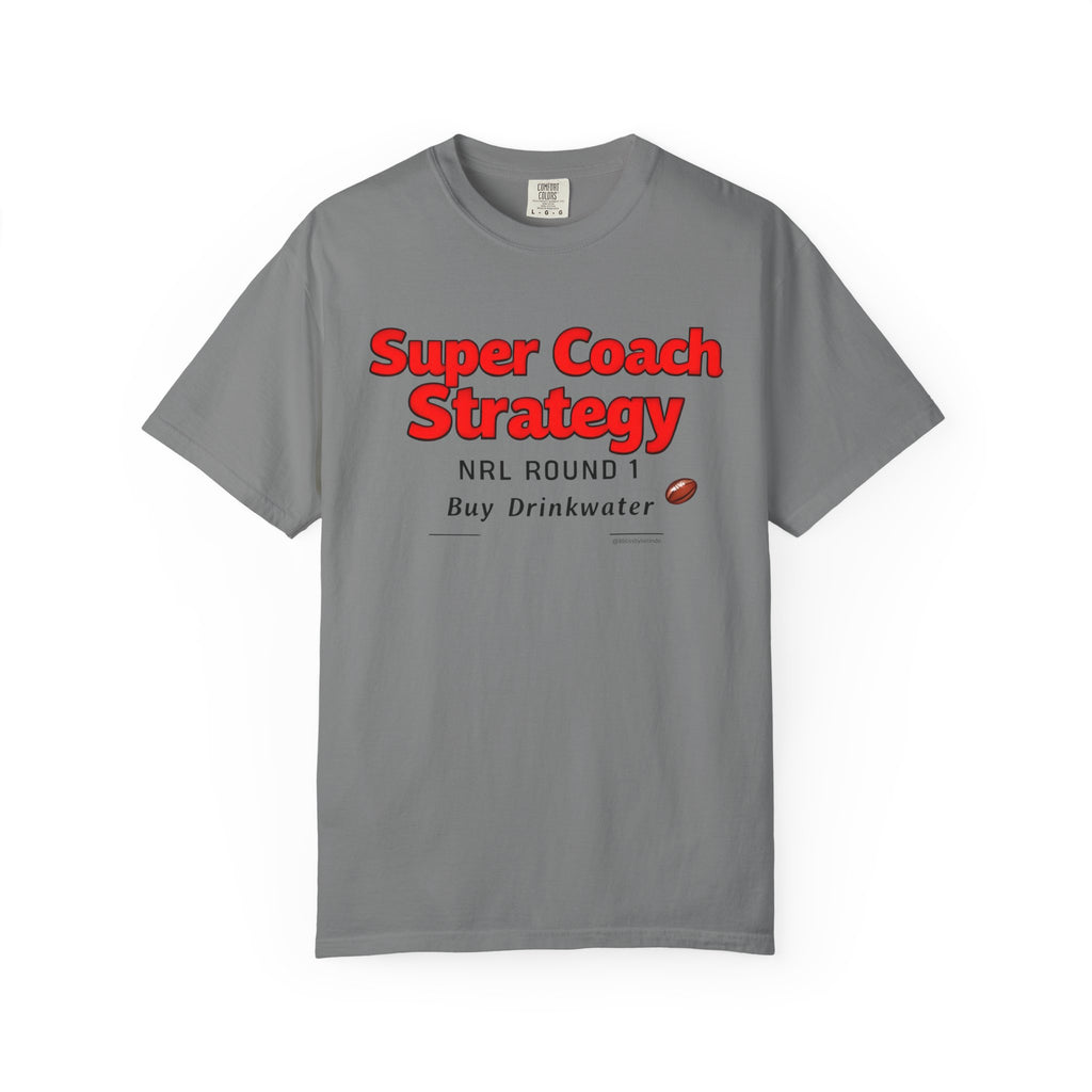 Super Coach Strategy Buy Drinkwater -  Graphic T-Shirt — 'Super Coach' Sports Humour Tee with Definition Print