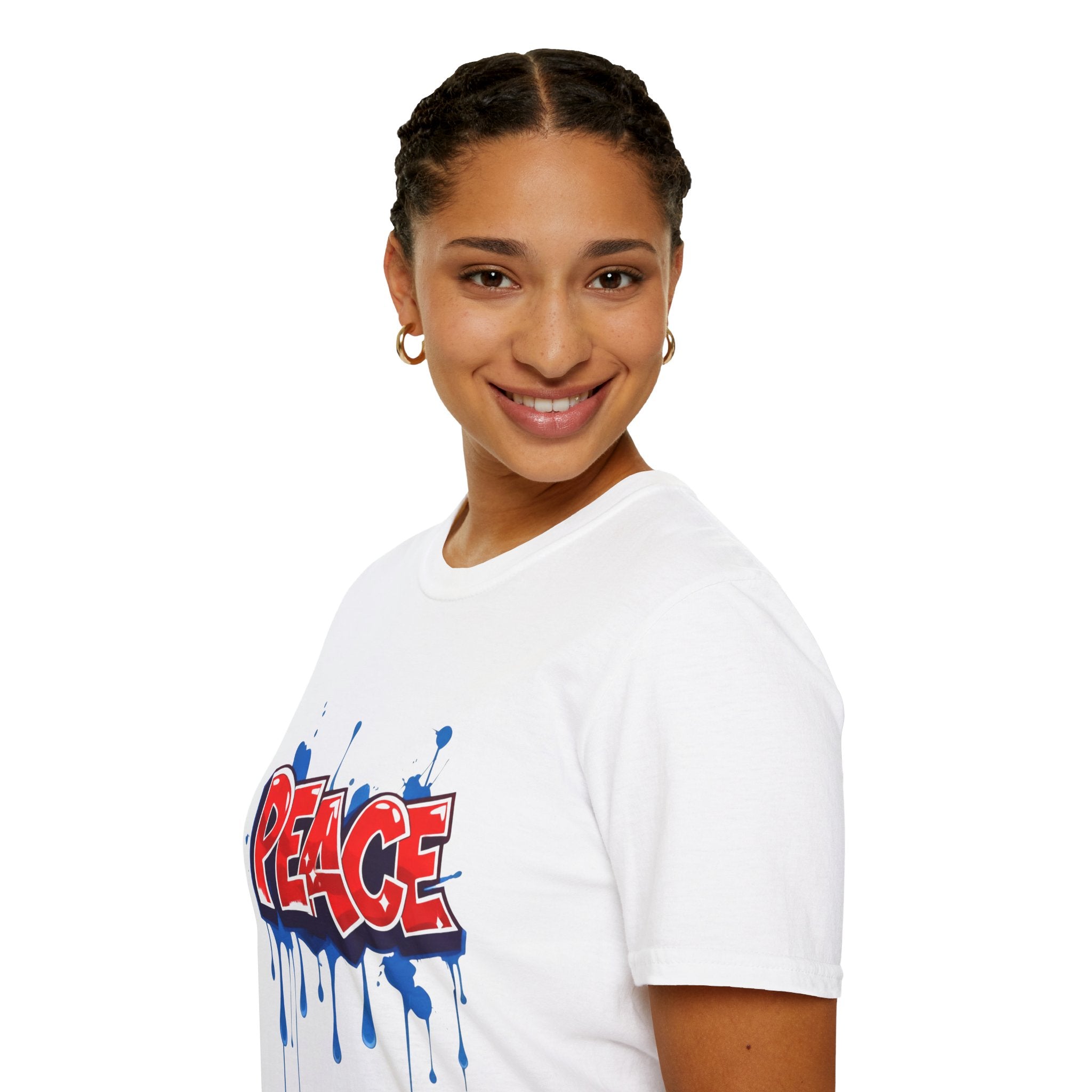 Red Peace Graffiti T-Shirt Ladies — Paint Drip Streetwear Tee