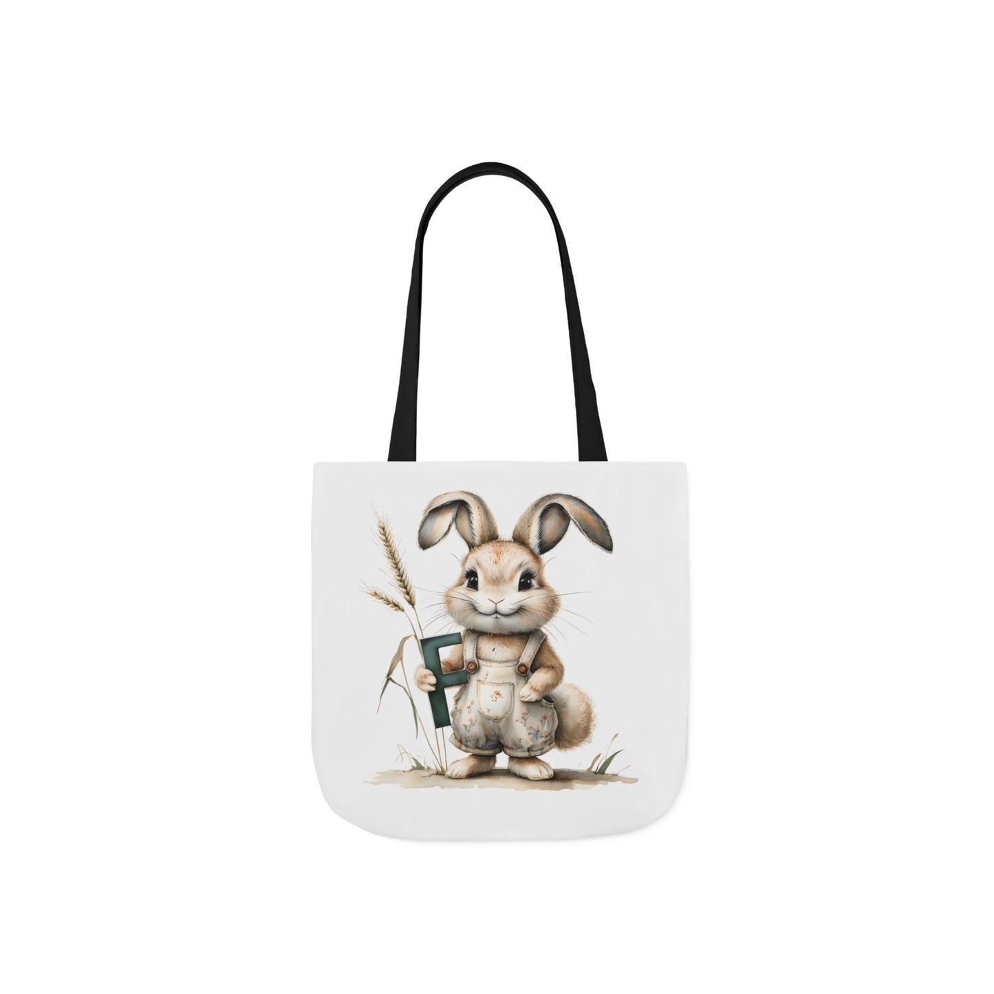 Charming Letter F Rabbit Canvas Tote Bag, Perfect for Easter, Gardening, Eco-Friendly Shopping, Cute Animal Lover Gift