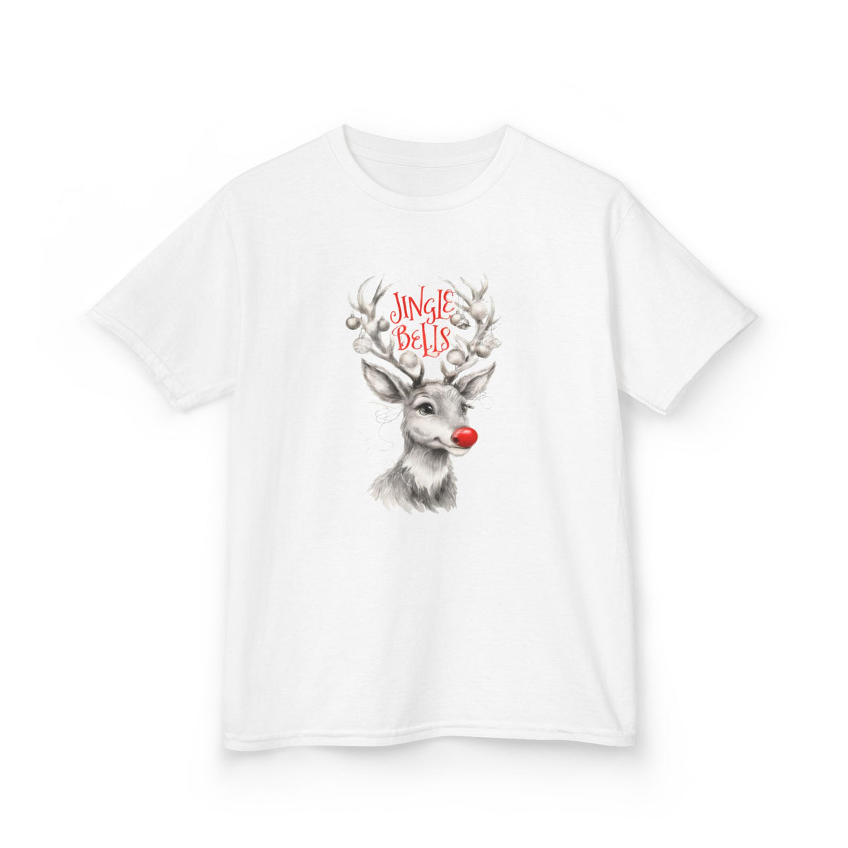 Kids Tee — 'Jingle Bells' Reindeer Christmas Shirt