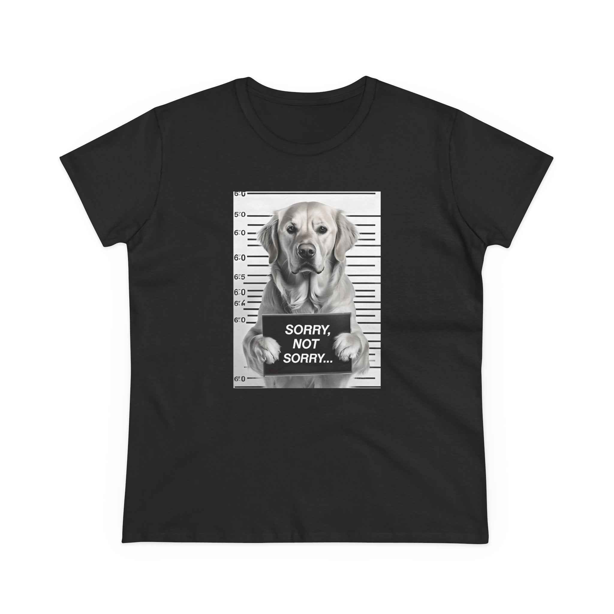 Funny Dog Mugshot Tee, Casual Cotton T-Shirt, Pet Lover Apparel, Gift for Dog Owners, Humorous Dog Shirt, Sorry Not Sorry Tee