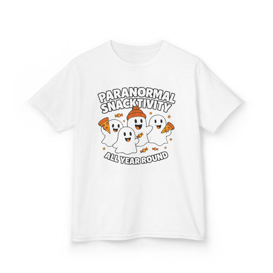 Kids Ghostly Snacktivity Tee - Fun Halloween T-Shirt for Kids, Halloween Costume Tee, Cute Ghost Shirt, Year-Round Spooky Style