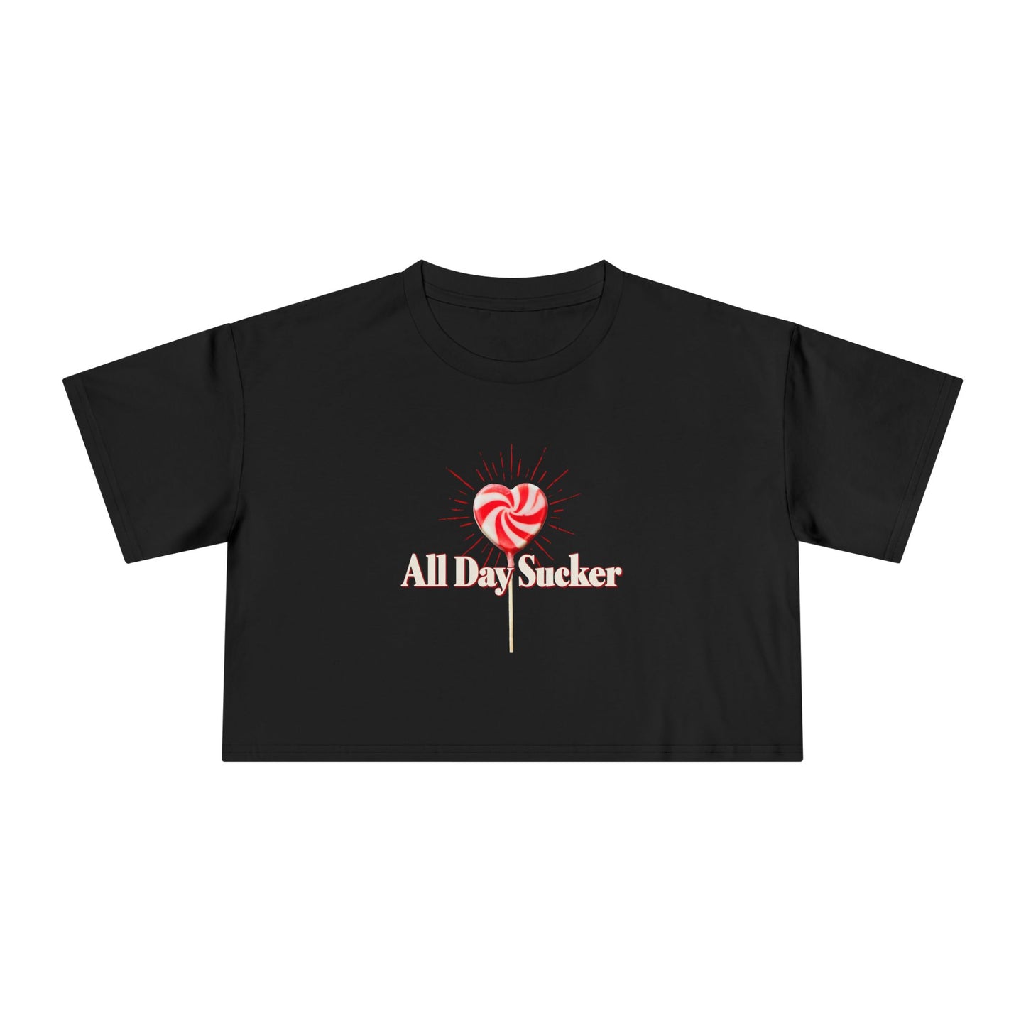 Women's Crop Tee, Valentines Day Lollipop, Heart Candy Top, Cute Valentines Tee, Love Day Shirt, Valentines Gift for Her