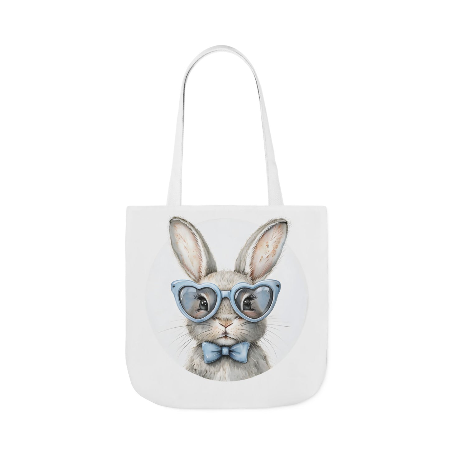 Cute Double Sided Bunny Canvas Tote Bag, Eco-Friendly Shopping Bag, Easter Gift, Spring Style Tote, Bunny Lover's Tote, 3-Color Straps