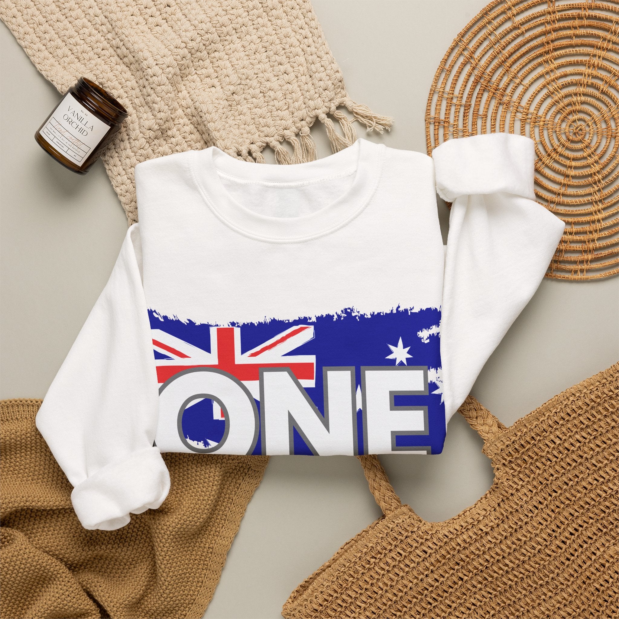 Australia ONE Torn Flag Crewneck Unity Sweatshirt – Patriotic Aussie Map Design