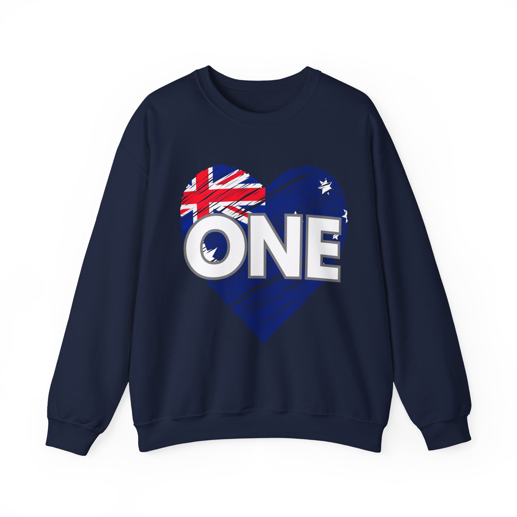 Australia ONE Heart Crewneck Unity Sweatshirt – Patriotic Aussie Design