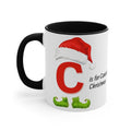 Black-handle mug with letter C, Santa hat, and 'is for Cancel Christmas' text