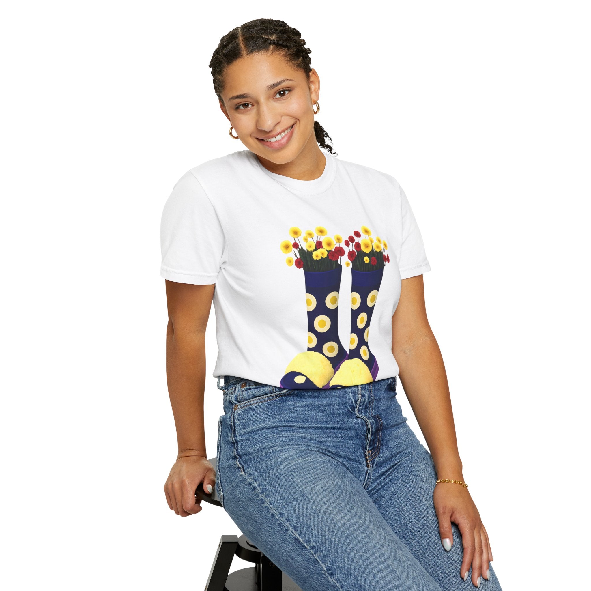 Step Into Kindness T-Shirt – Floral Rain Boot Graphic Tee