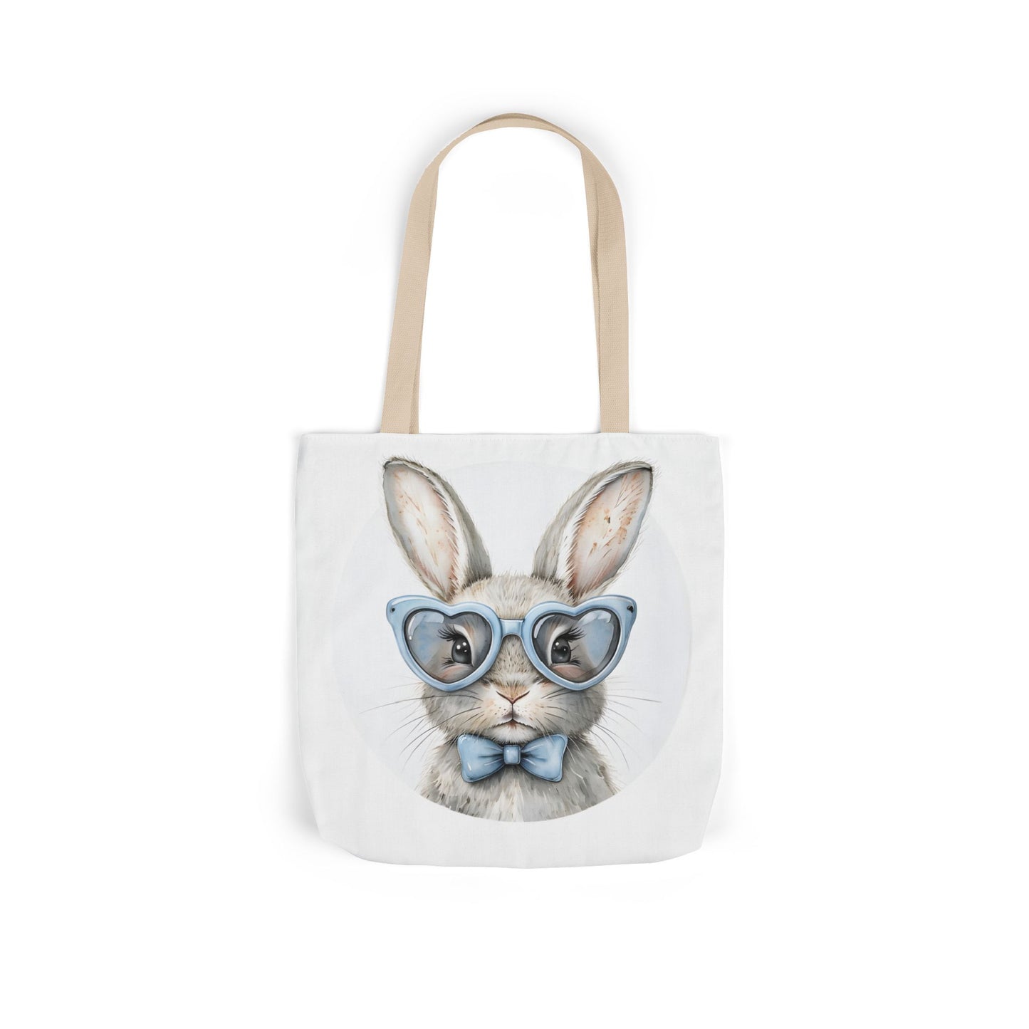 Cute Double Sided Bunny Canvas Tote Bag, Eco-Friendly Shopping Bag, Easter Gift, Spring Style Tote, Bunny Lover's Tote, 3-Color Straps