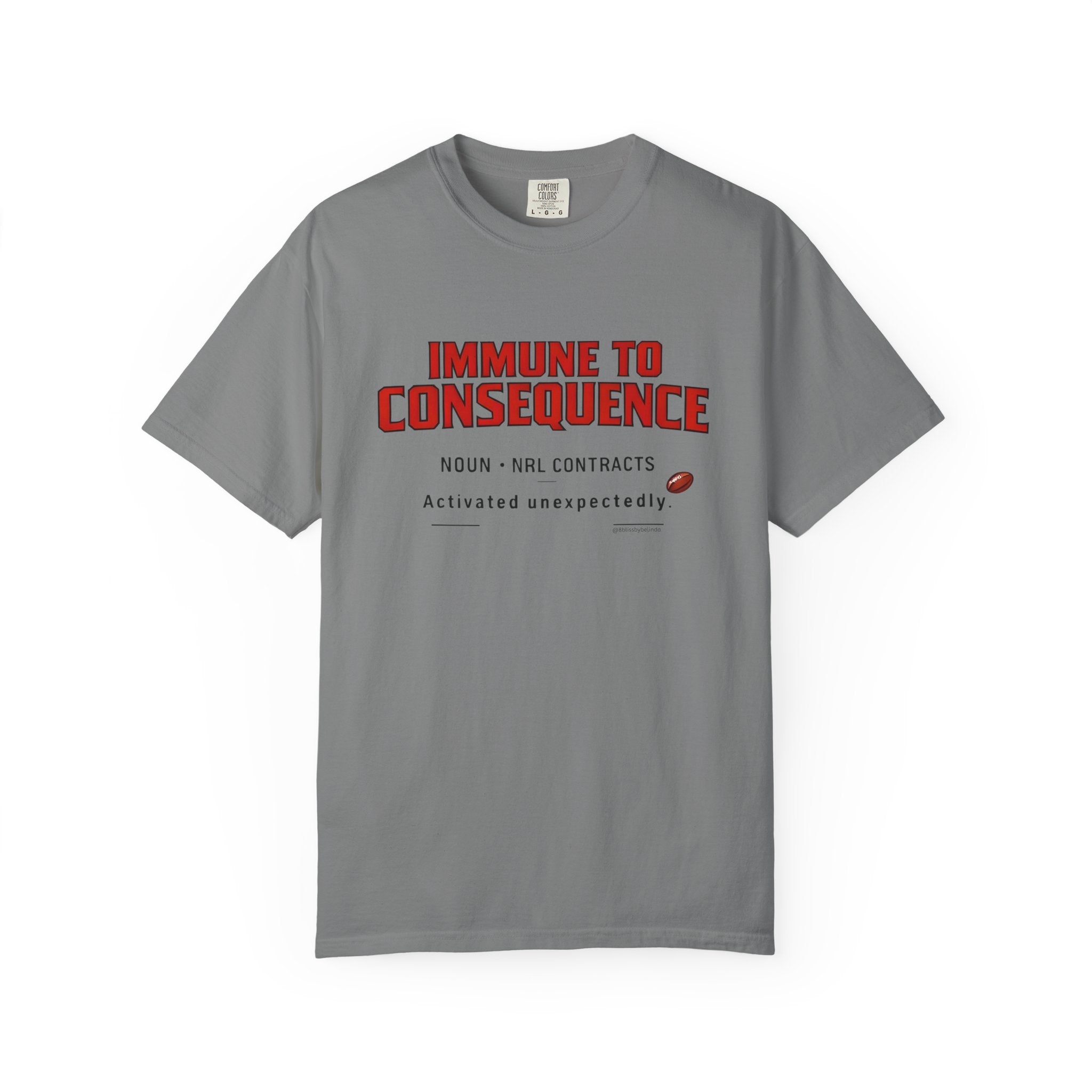 Immune to Consequence Graphic T-Shirt — 'Immune to Consequence' Sports Humour Tee with Definition Print