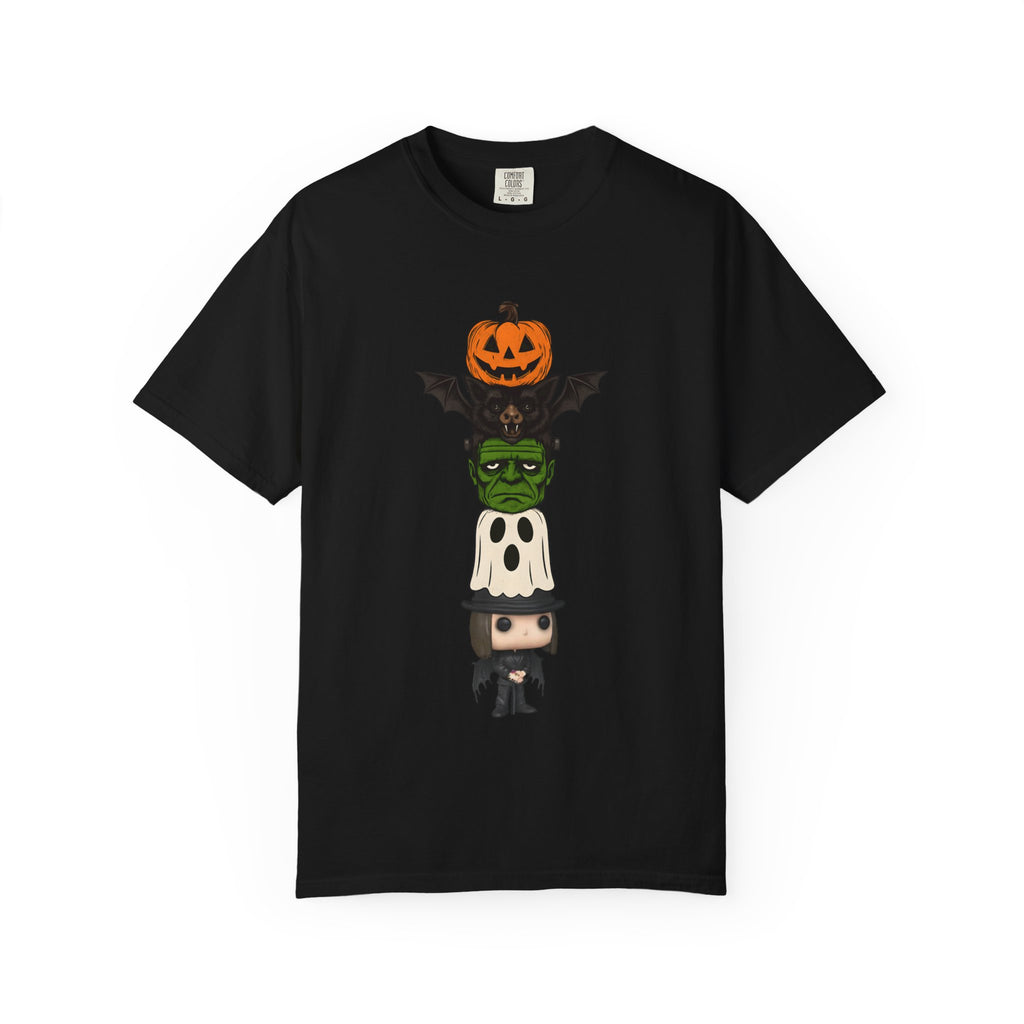 Halloween Totem Tee — Stacked Pumpkin, Bat, Frankenstein, Ghost & Prince of Darkness POP Graphic T-Shirt