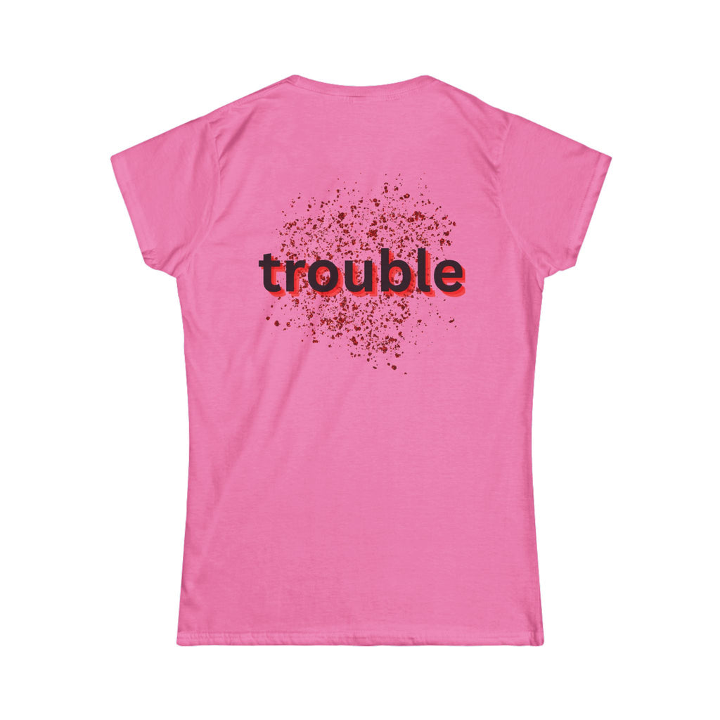 Angel (front) / Trouble (back) Women's Tee — Playful Contrast Graphic Shirt