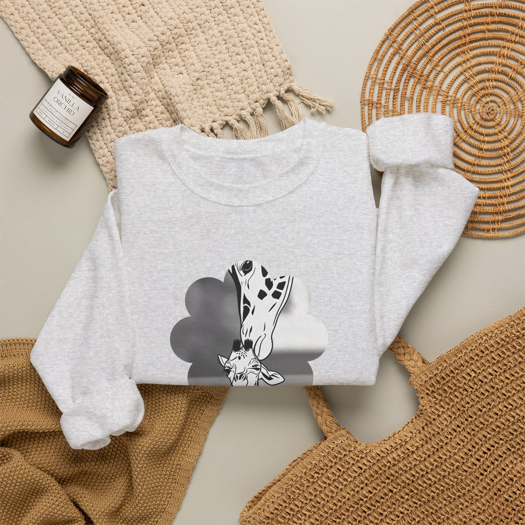 Crewneck Sweatshirt — Cute as a Button Giraffe Graphic