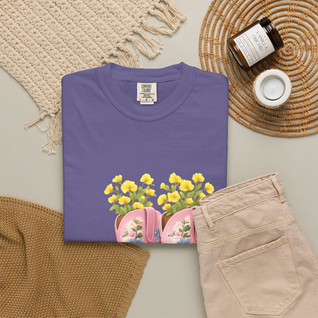 Walk A Mile Smiling T-Shirt – Cowboy Boot Graphic Tee