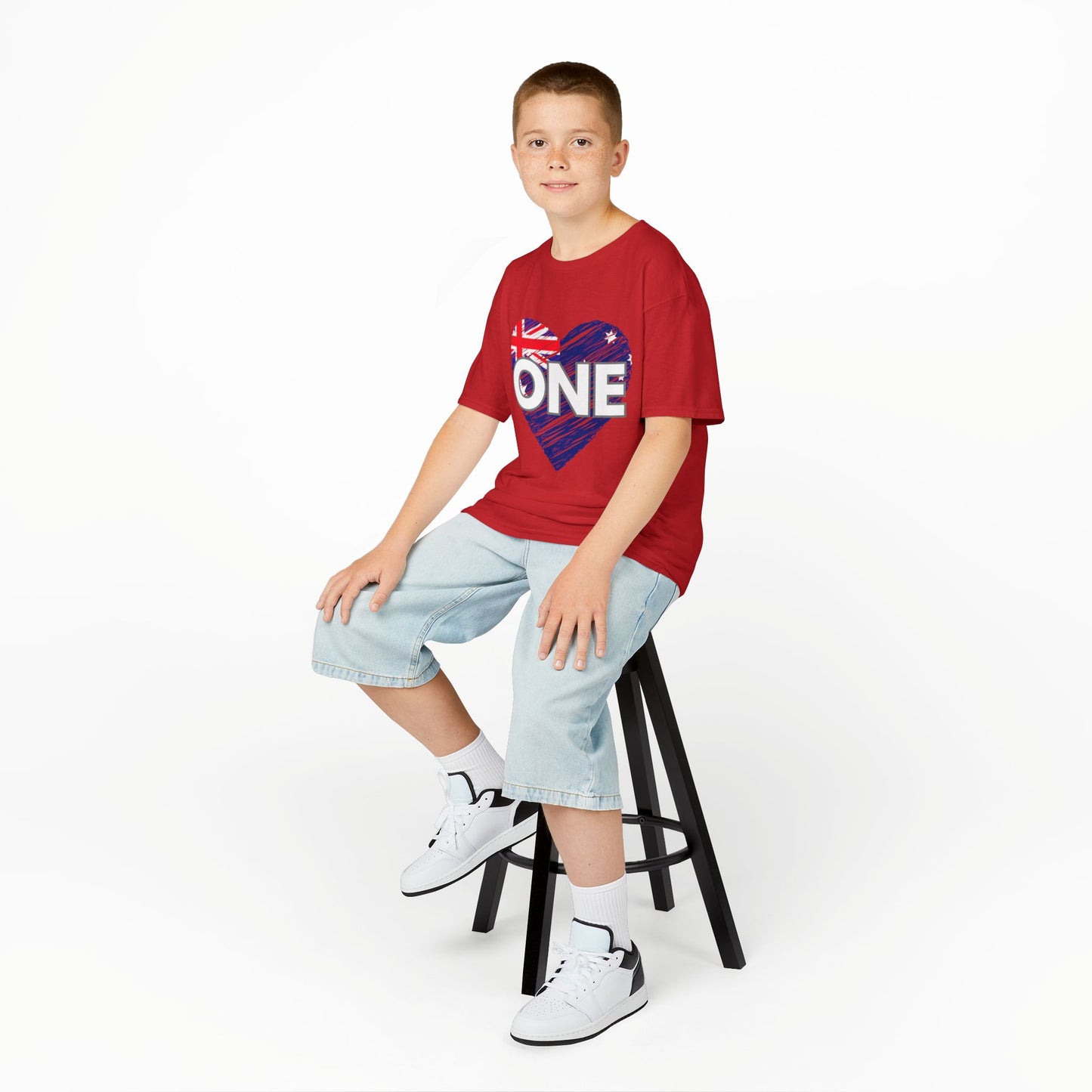 Kids Tee — "ONE" Australia Heart Unity Design (Patriotic Australia Day Shirt)