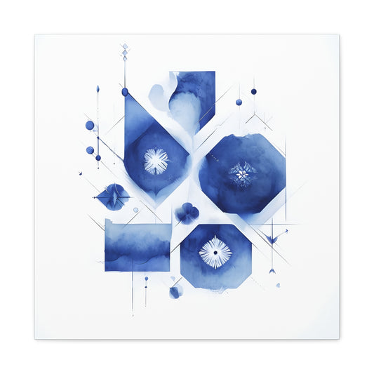 Blue Abstract Art Print, Modern Home Decor, Watercolor Canvas, Stylish Wall Art, Geometric Design for Living Room, Gallery Wall