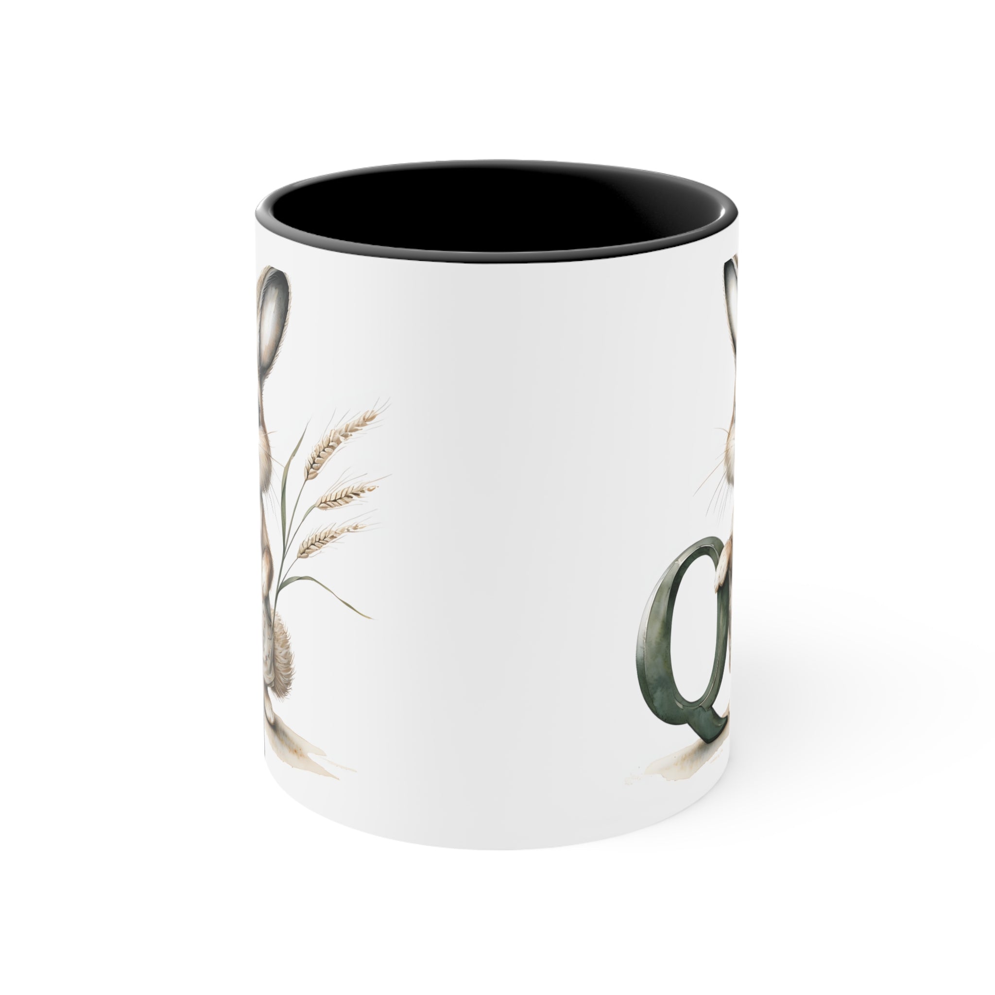 Whimsical Letter Q Rabbit Mug - Cute Bunny Coffee Cup, Spring Gift, Kids' Mug, Animal Lover's Gift, Ceramic Tea Cup