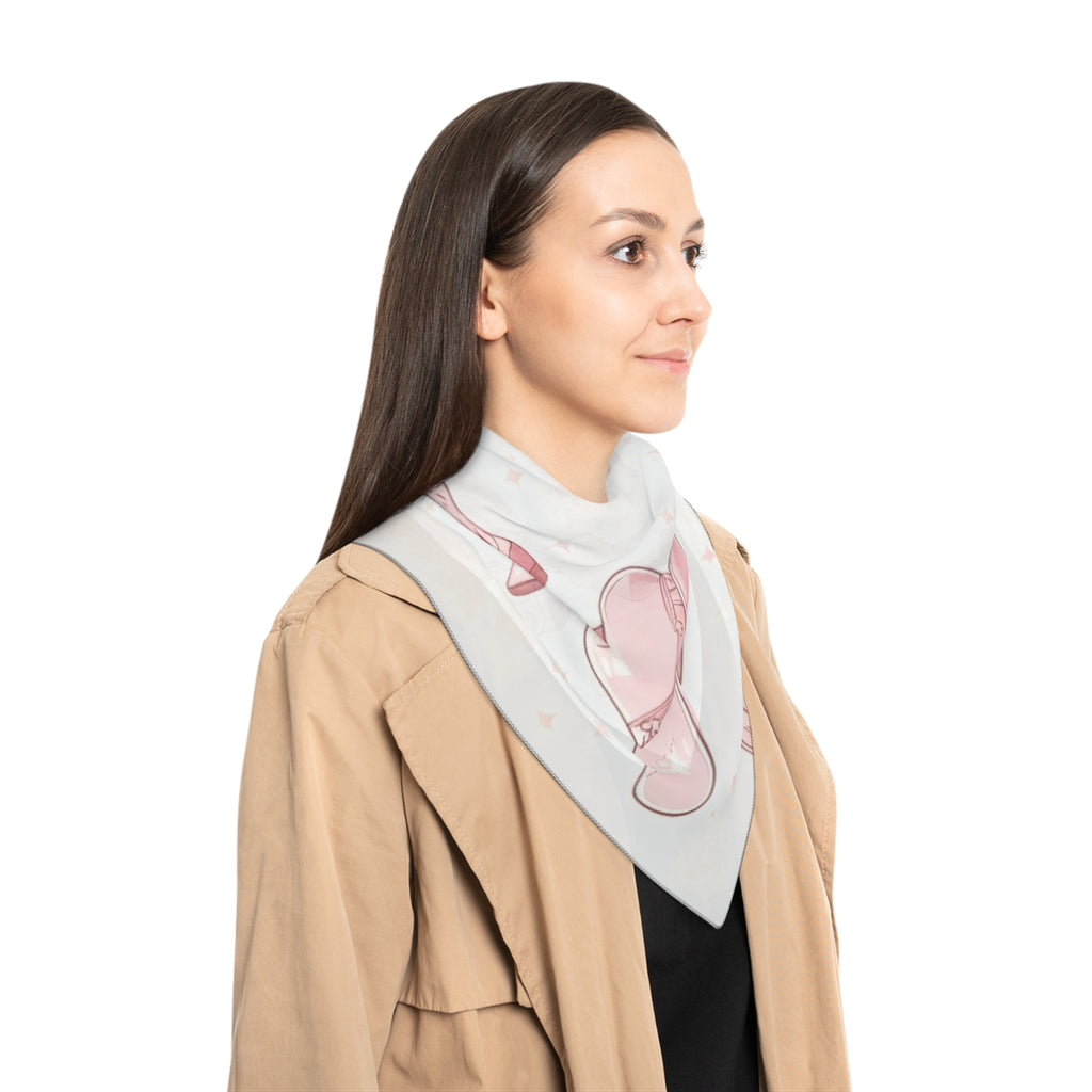 Delicate Cowboy Hats & Boots Silk-Look Scarf — Western Print Poly Scarf